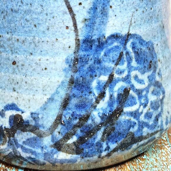 Signed Handcrafted MCM Floral Ceramic Pitcher-Mid Century Pottery-Artist Signed - Picture 4 of 10